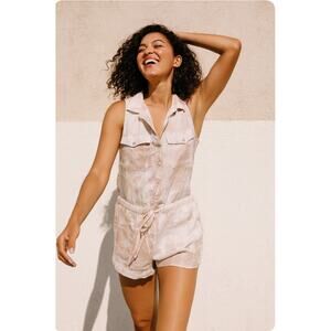 Bella Dahl Drawstring Utility Romper In Safari Khaki Women's Size Small